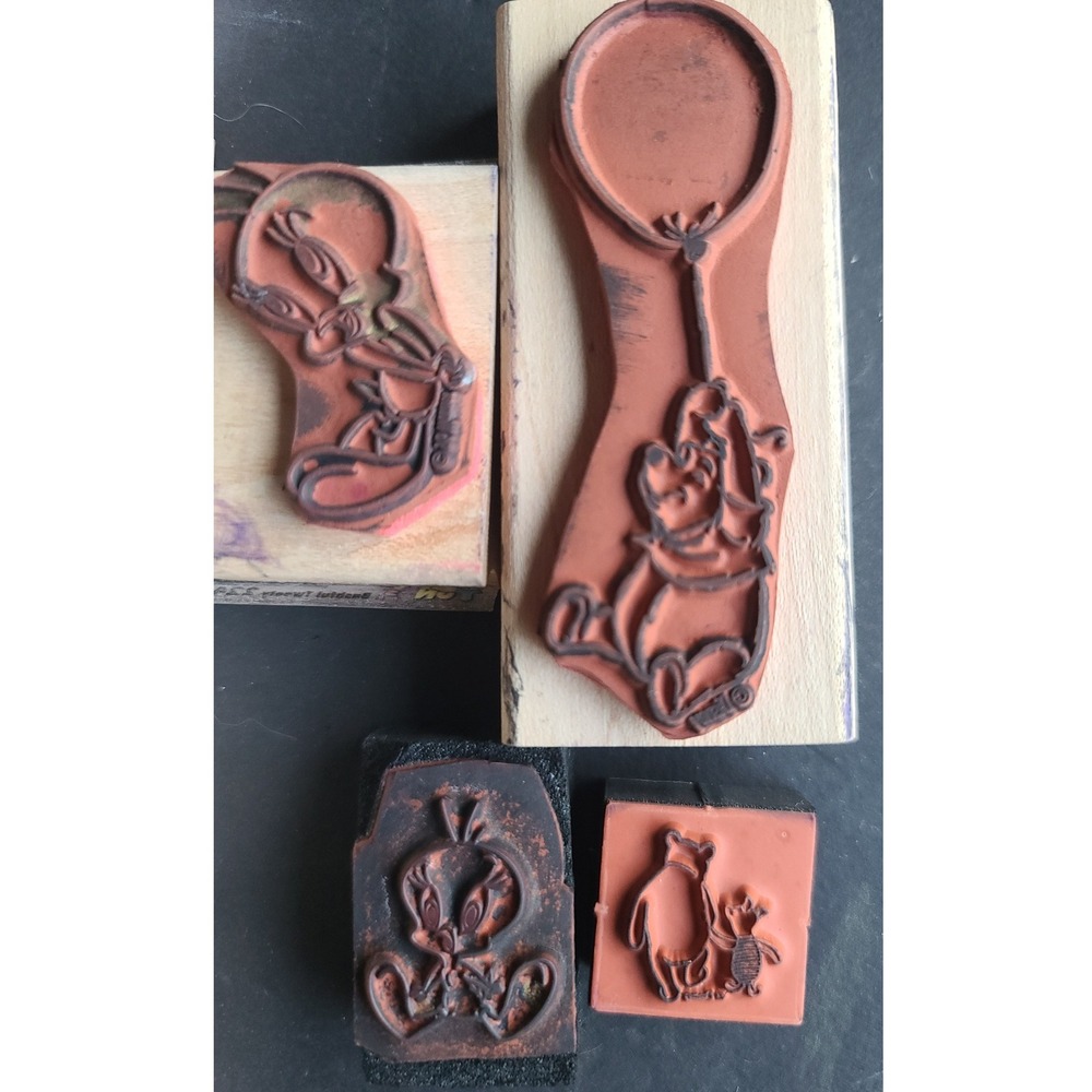 Disney Rubber Stamp Lot 11 pc Winnie the Pooh Mickey Mouse Tweety Bird Vintage - Picture 6 of 8